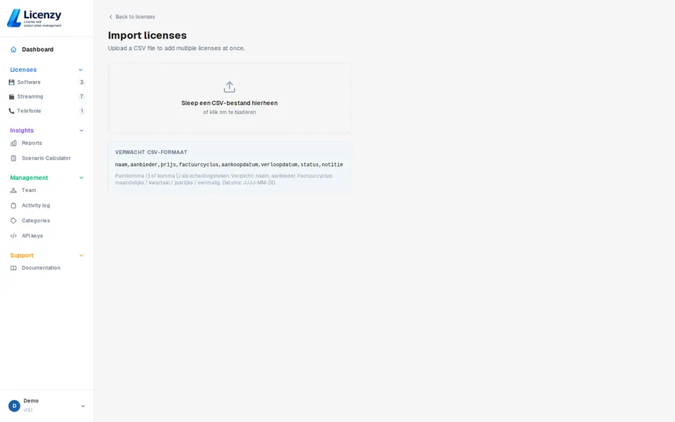 CSV import light mode