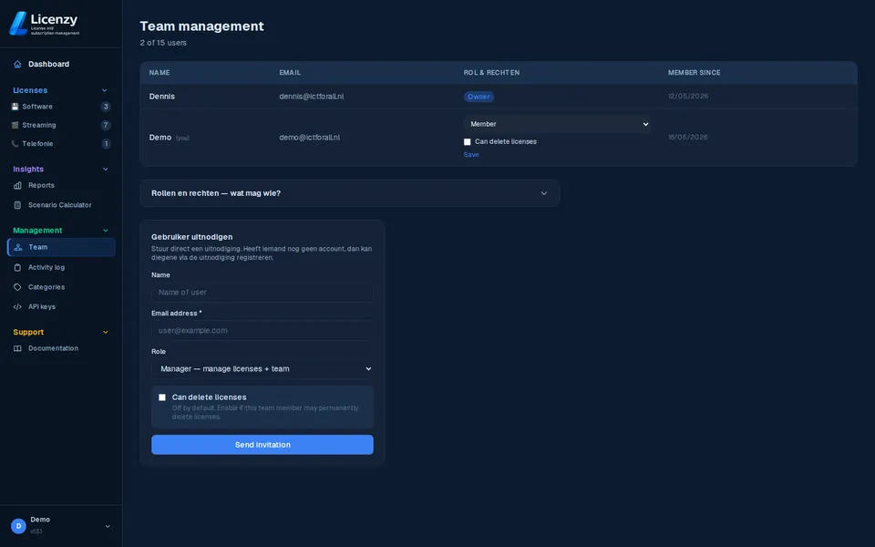 Team management dark mode