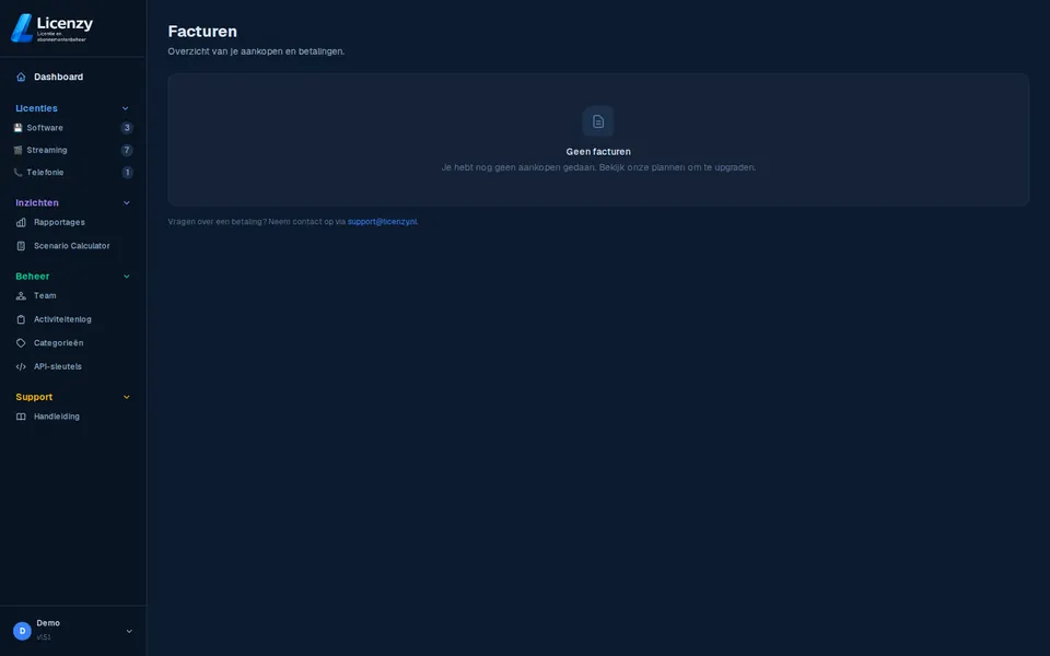 Facturen dark mode