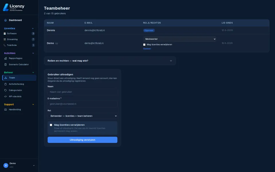 Teambeheer dark mode