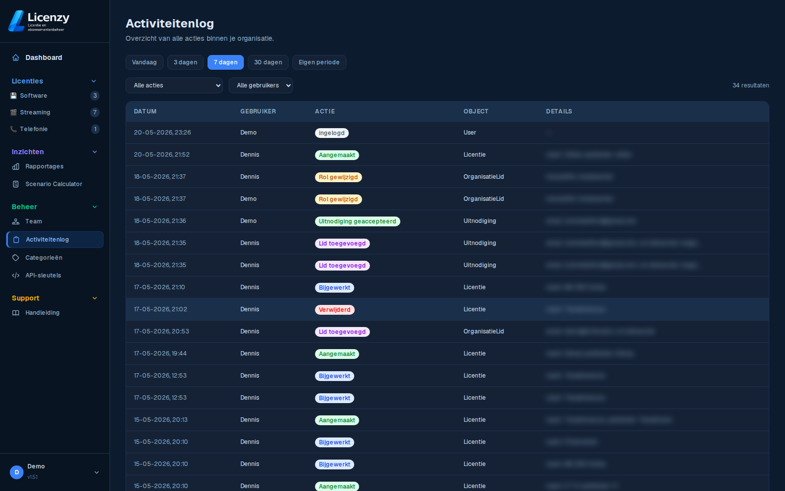Auditlog dark mode