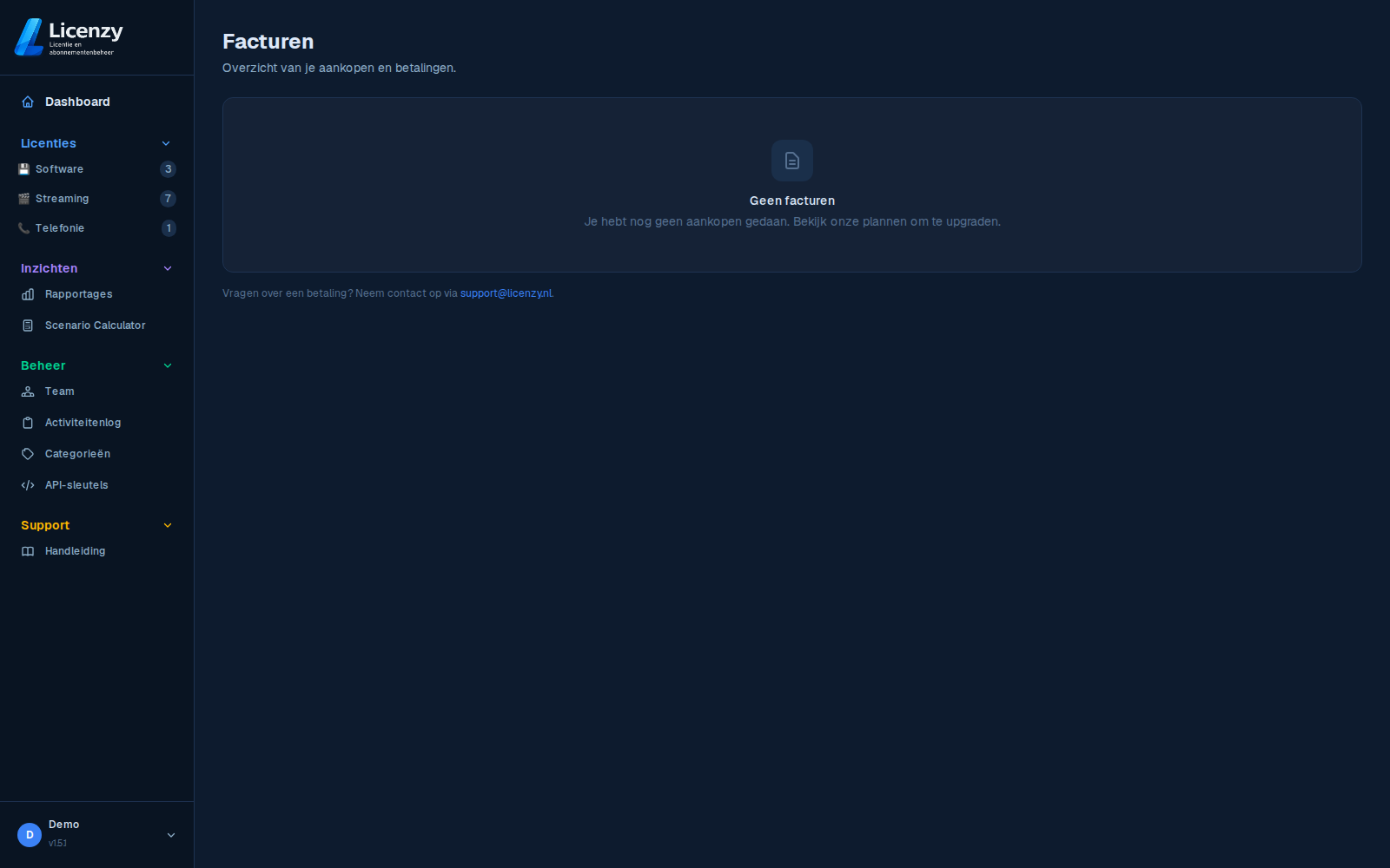 Facturen dark mode