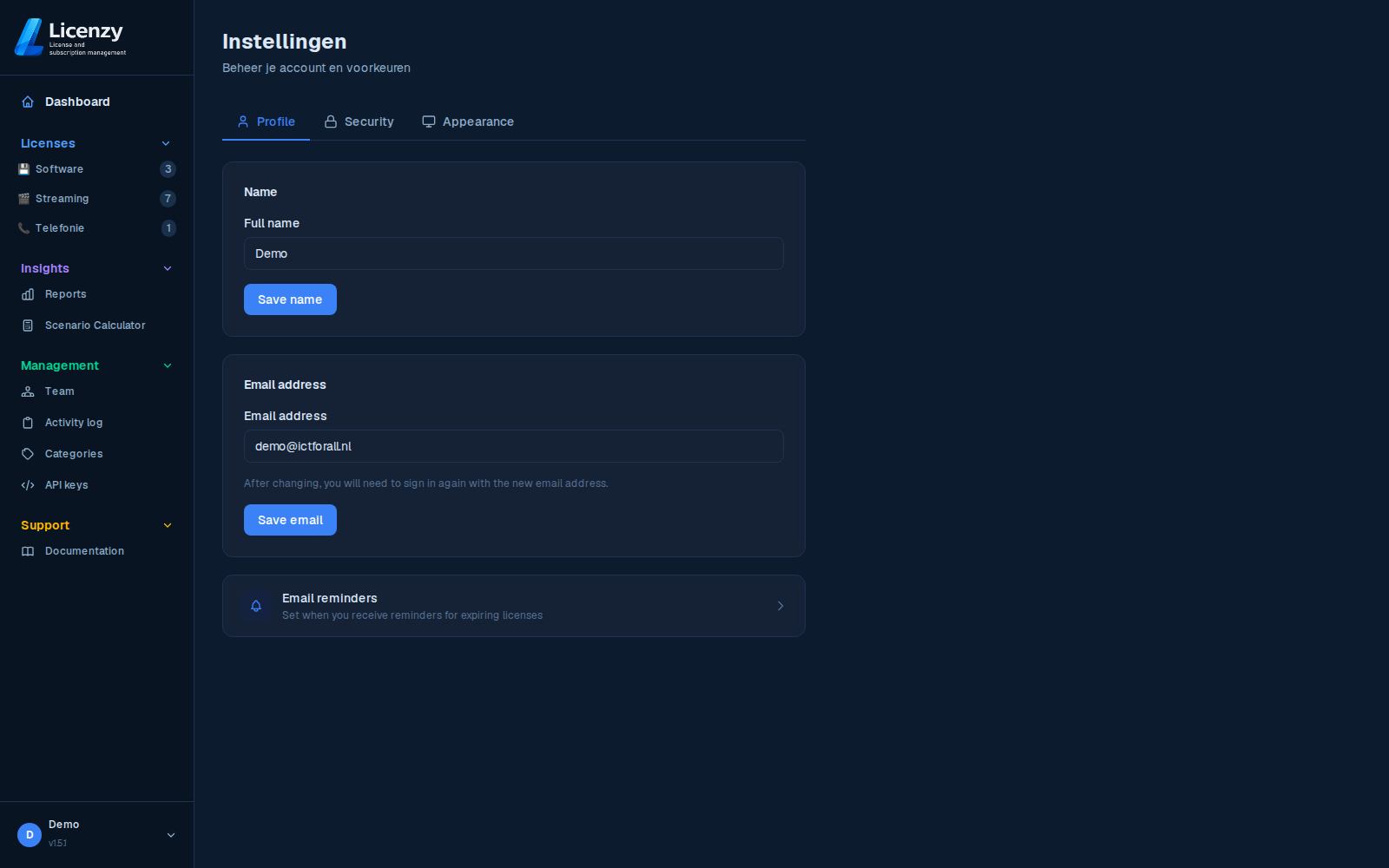Settings dark mode