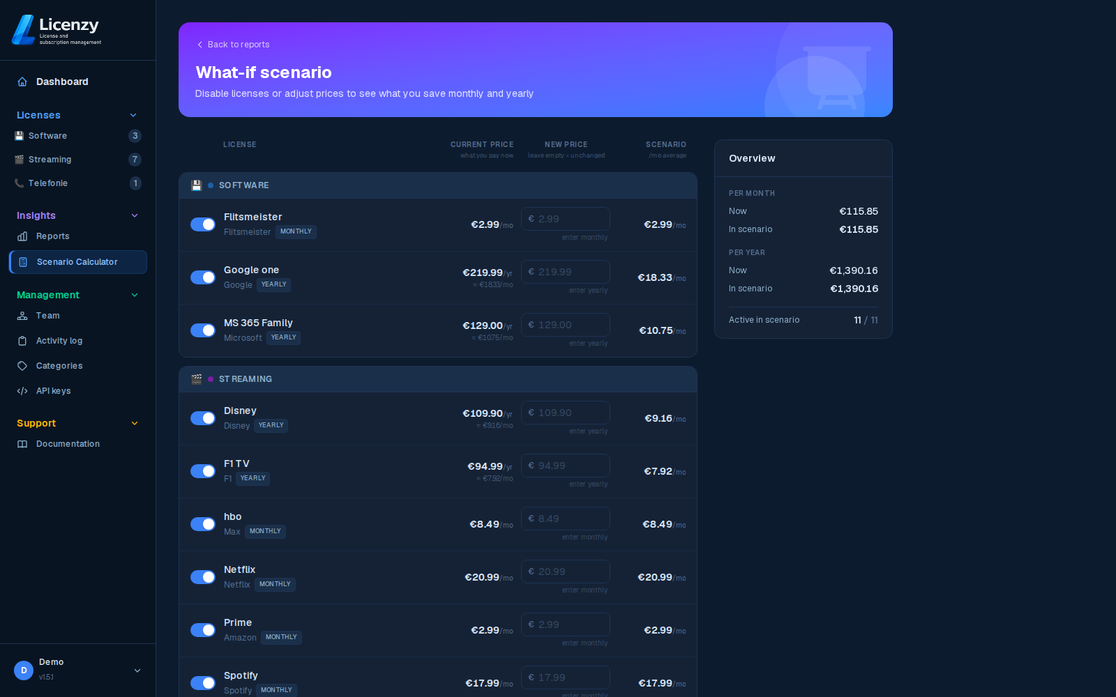 Scenario builder dark mode